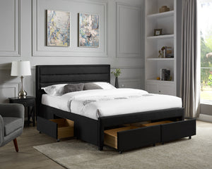 King 4 Drawer Bed Frame - Black